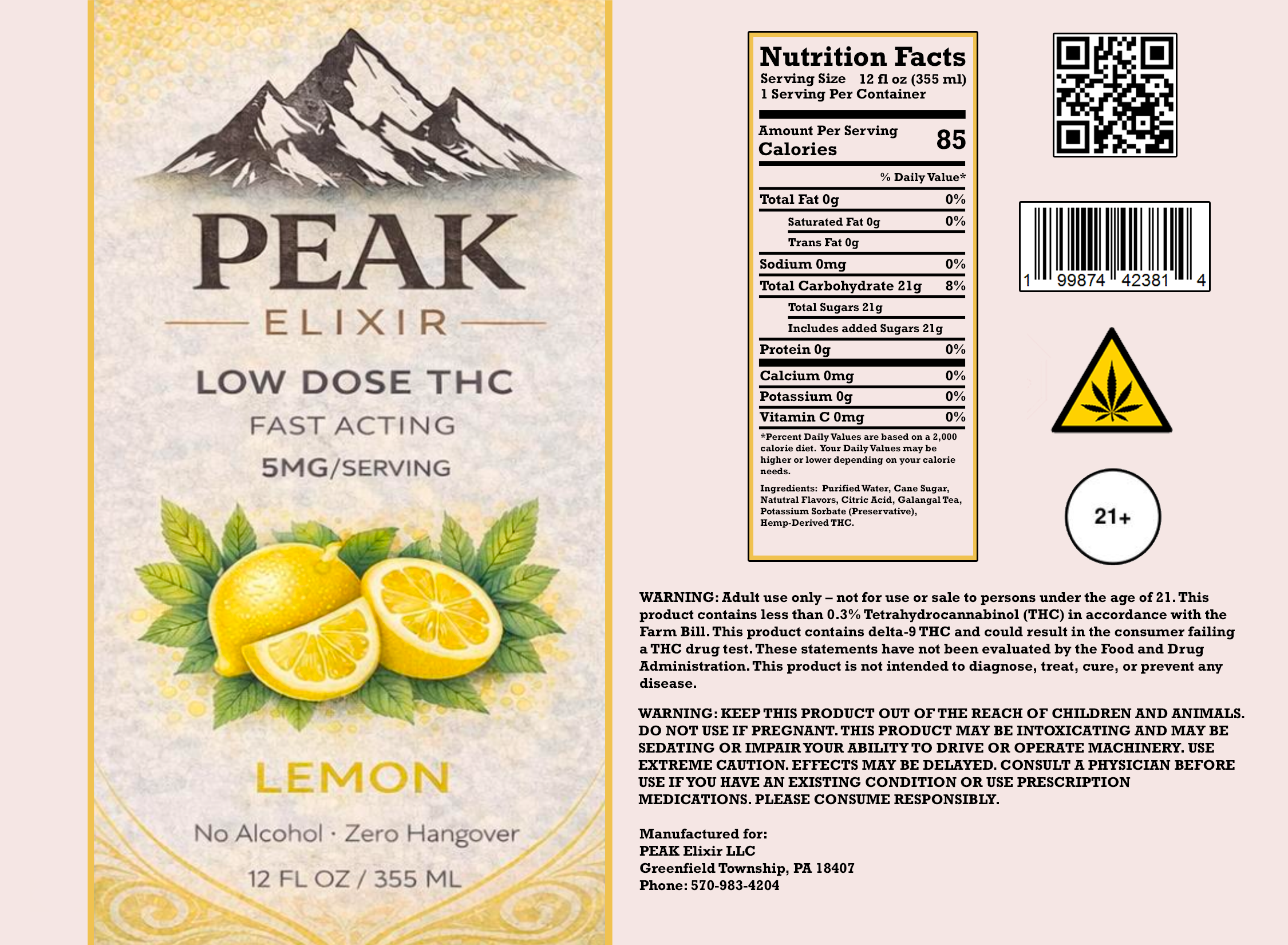Lemon Elixir (Case, 24 - 12 oz Cans)